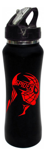 Termo Pitillo Spiderman Aracni Botilito Aluminio Negro 650ml