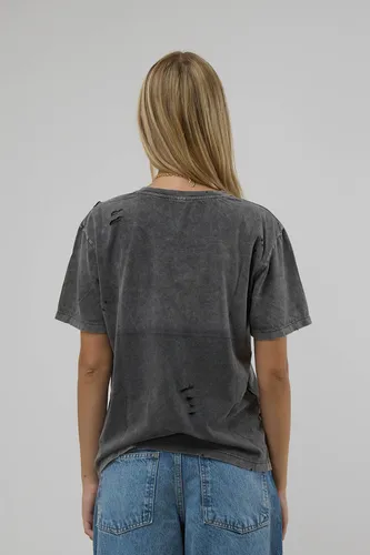 Remeron Algodón Lavada Con Roturas Estampa Acdc Scombro