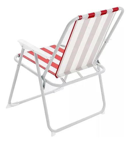 Silla Camping Plegable, Paseos, Playa De Color Rojo