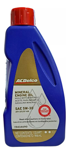 Aceite Mineral Multigrado 5w30 946 Ml Acdelco