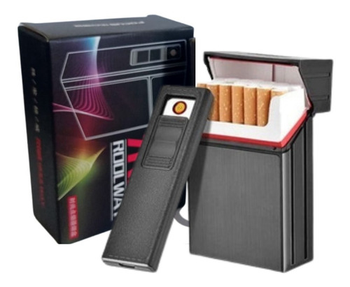 Cigarrera + Encendedor Portátil Recargable Diseño Elegante