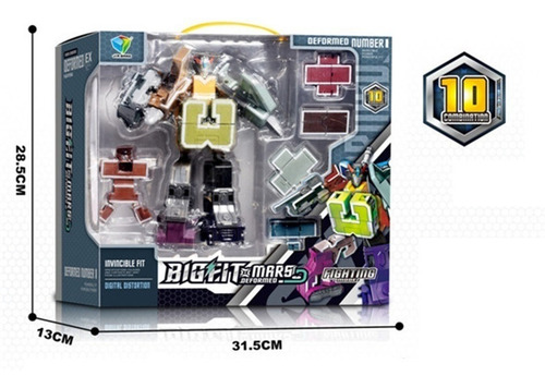 Imagen 2 de 4 de Robot Puzzle 21 Cm, Numeros Transformables 10 Combinaciones