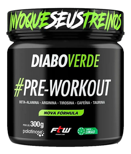 Suplemento em Pó Diabo Verde #Pre-Workout 300g FTW Sabor Limão