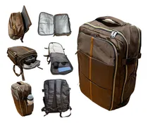 Comprar Mochila Carry On Porta Notebook - Mochila Bolso De Viaje Marron Con Apertura Tipo Libro - Compartimento Para Ropa, Accesorios, Notebook, Zapatillas Y Compartimento Impermeable - Baide Noc2-g
