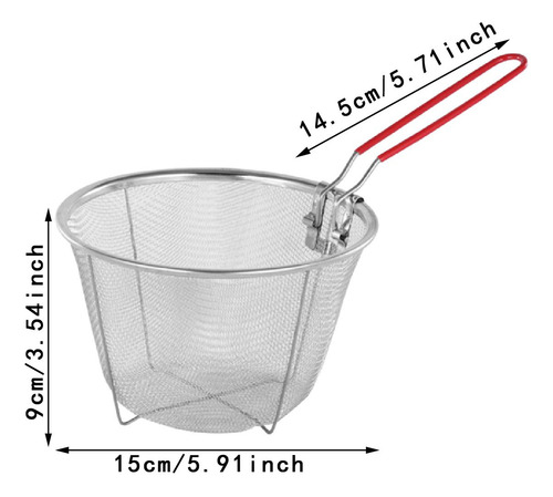 Cesta De Fritura De Aço Inoxidável Para 15cm X 9cm