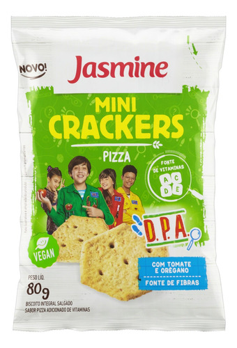 Mini Biscoito Cracker Integral Pizza D.P.A. Jasmine Pacote 80g