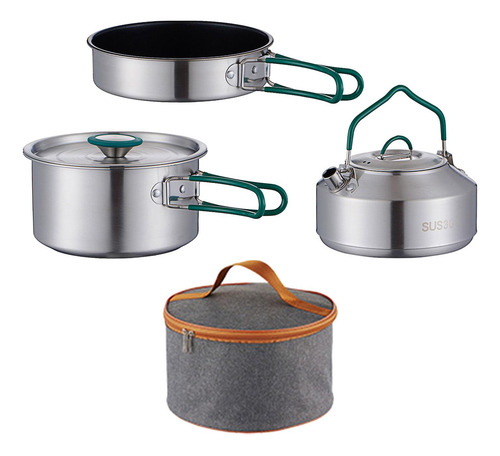 Juego De Cocina Para Acampar, 3 Piezas, Sartén De 0,9 L