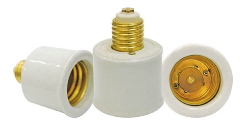 3 Adaptador Bocal Redução Soquete De E40 P/ E27 De Porcelana Cor Branco