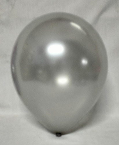 100 Globos Metalicos Perla Latex Plata R12 Calidad Helio