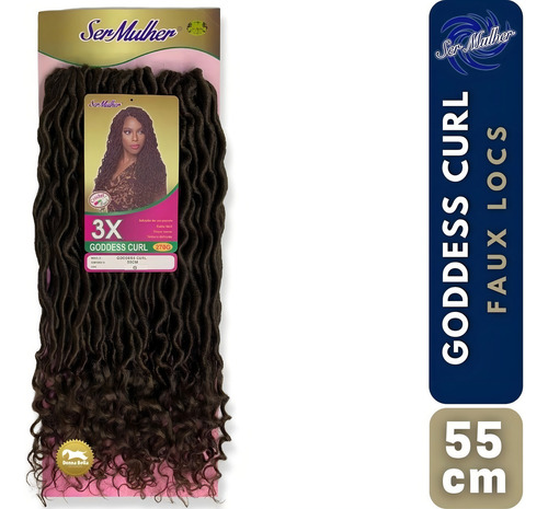 Cabelo Faux Locs Goddess Curl 55 Cm Ser Mulher + Brinde Cor 6 Castanho