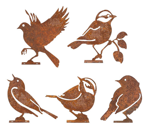 5 Decoraciones De Pájaros Oxidados, Decoración Estilo A