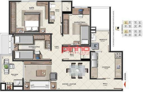 Imagem 2 de 30 de Apartamento Com 3 Dormitórios À Venda, 93 M² - Barreiros - São José/sc - Ap0051