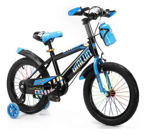 Bicicleta Entrenadora De Niños Aeiou Qk-15 Portabotella R20 Color Azul Tamaño Del Cuadro 20