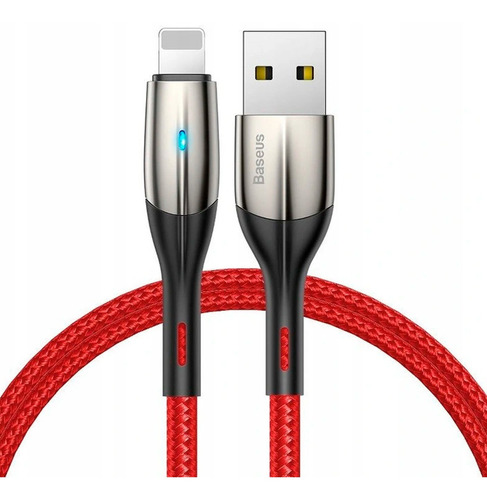 Cabo Para iPhone Mfi Baseus Usb 2 Metros 1.5a Led 480 Mb / S Cor Vermelho