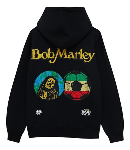 Hoodie Pull & Bear Negro  Bob Marley 