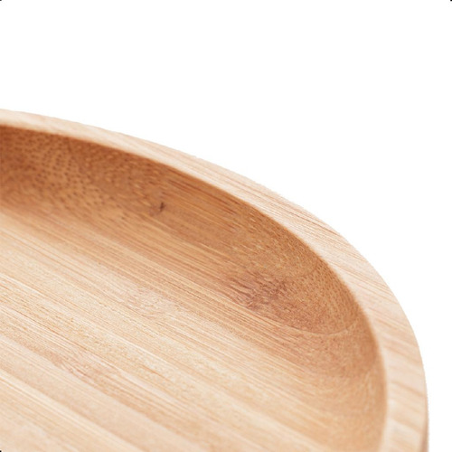 Kit 2 Bandeja Bambu Redonda Cozinha Petisqueira Tábua 20cm Cor Bambu Claro