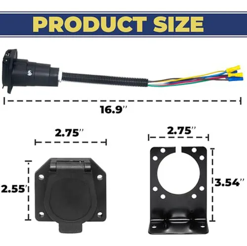 Conector De Luz 7 Pines Para Trailer Rv Con Adaptador Y Sopo