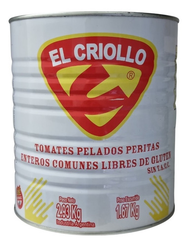 Tomates Pelados Perita Enteros El Criollo 2.93k. Sin Tacc