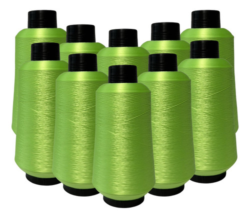 Kit Fio Overloque 500g - 10 Cones Colorido Cor Verde-claro