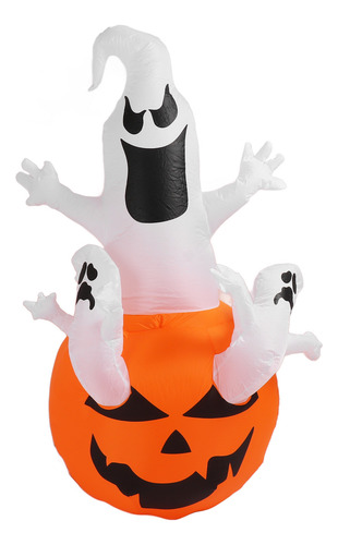 Halloween Inflable Tres Fantasmas Blancos Con Luz Led 6 Pies