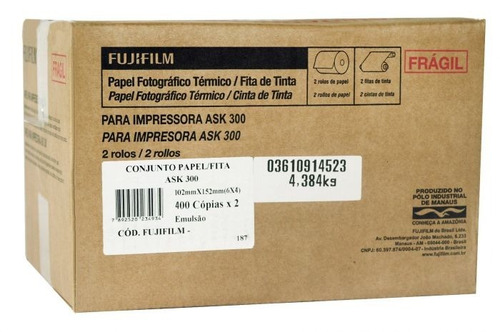 Conjunto Papel Fita Ask-300 10x15 800 Copias
