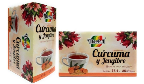 Te De Curcuma Y Jengibre Therbal 25 Sobres (2 Pz) Envio Full