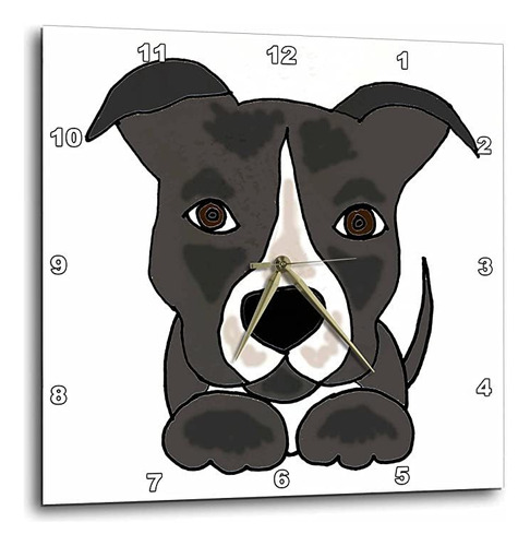 3drose - Reloj De Pared, Diseño De Perrito De Pitbull, Col.