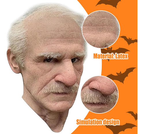 Máscara De Látex Realista De Halloween, Máscara De Velho De