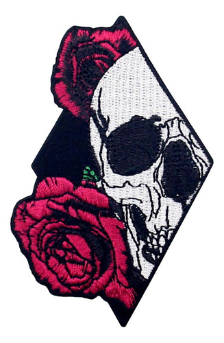 4 Adesivos De Bordado Skull And Rose