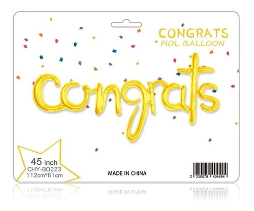Globo De Graduación Congrats Dorado