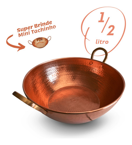Tacho De Cobre Artesanal 1/2 Litro - Envio Imediato!