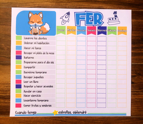 Pizarra Imantada 44x38 Cm De Responsabilidades Para Niños