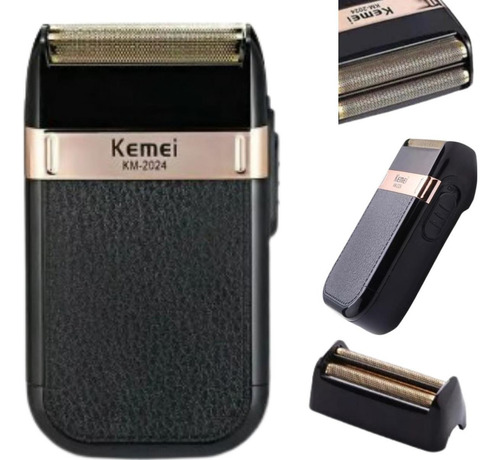 Kemei Marrom 2024 Barbeador Com Tela Extra