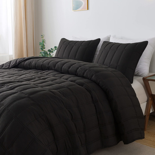 Palassio Black Quilt Queen Size Bedding Sets With Pillow Sh.