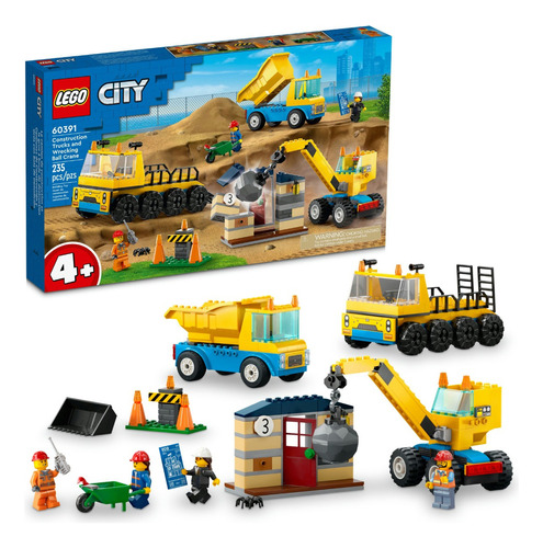Kit Lego City Camiones De Obra Y Grúa 60391 235 Piezas 3+