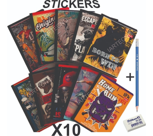 Cuadernos X10 Cosidos 100h Norma/scribe Con Stickers 