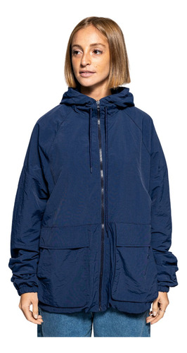 Campera Mujer Rompeviento Impermeable Bolsillos Capucha 