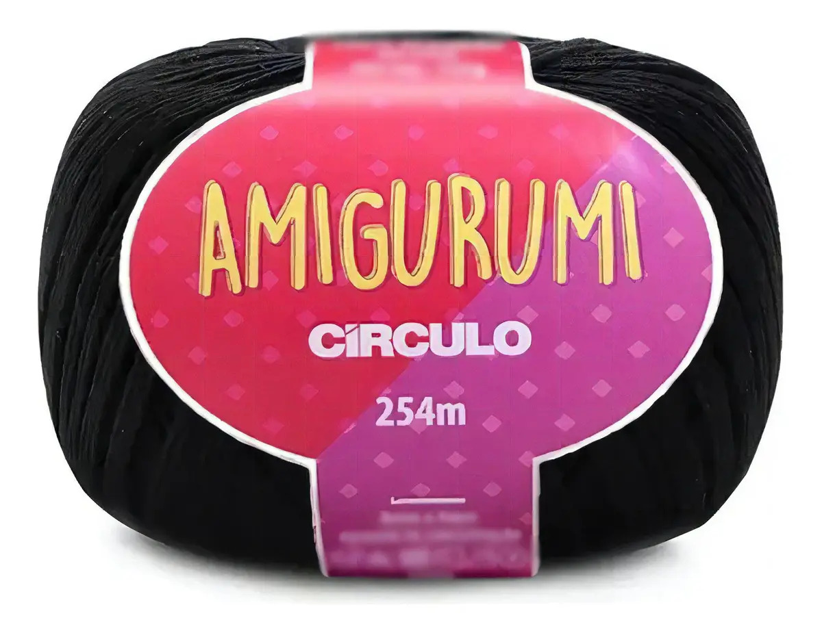Fio Amigurumi Círculo 254m 100% Algodão 8990 - Preto