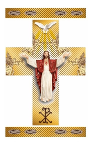Círio Pascal 90x7cm Branco Cristo Ressuscitado Dourado 2022