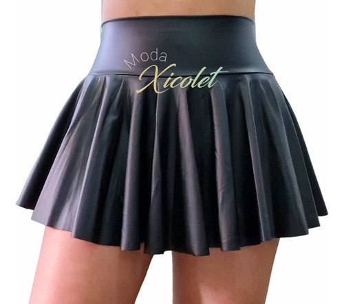 Mini Falda Plisada Short  Eco Cuero Confección Nacional 