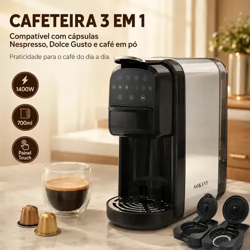 Cafeteira Elétrica 3 Em 1 Nespresso Dolce Gusto Café Em Pó Água Q...
