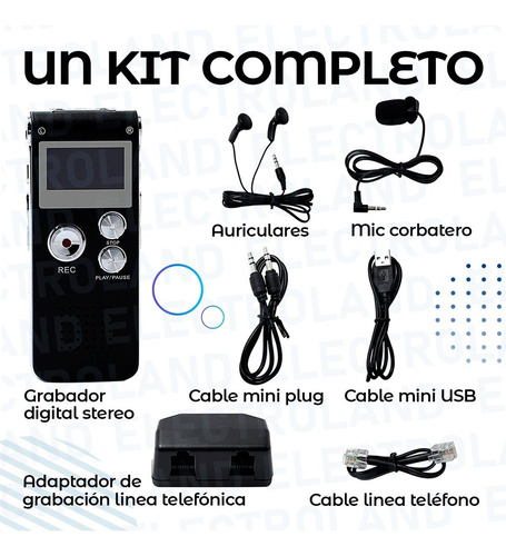 Imagen 6 de 10 de Grabador Digital De Voz Periodismo Pro 8gb Kit Accesorios