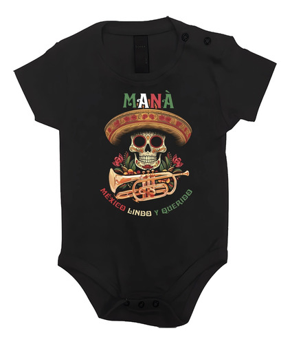 Pañalero Dtf Banda Maná Rock Español México Lindo Pop Negro 24 Meses