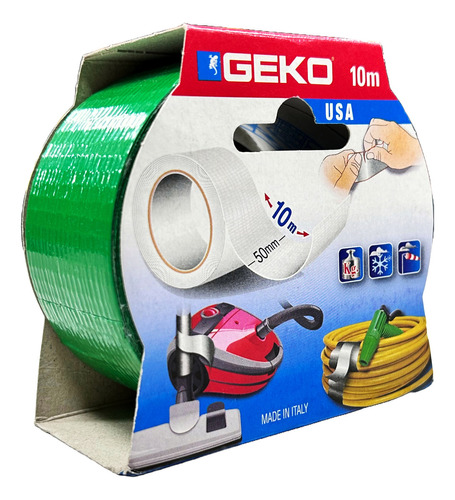 Geko cinta duct tape Multiproposito 50mmx10mt color verde