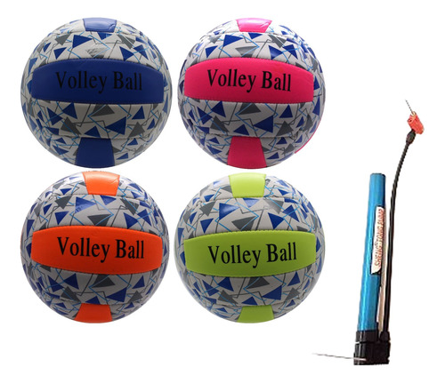 Pelota De Voley N5 De Pvc Indoor Outdoor Colores + Inflador 