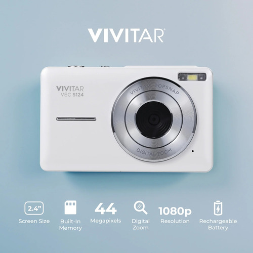Camara Digital Vivitar Popnap Vec S124 44mp 16x Zoom Lcd 2.4 Blanco