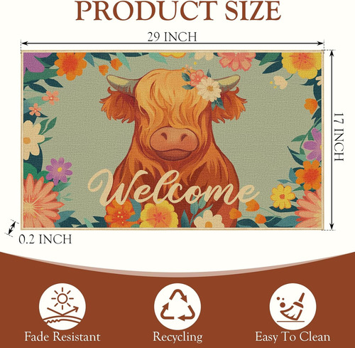 Highland Cattle - Tapete De Bienvenida Con Parte Trasera De