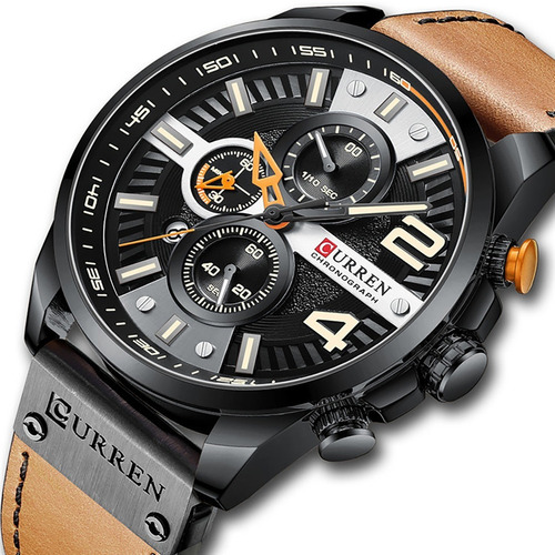 Popular Curren Hombre Reloj Correa De Piel Con Fechador