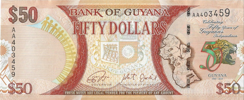 Billete De Guyana 50 Dolares 2016 Sin Circular