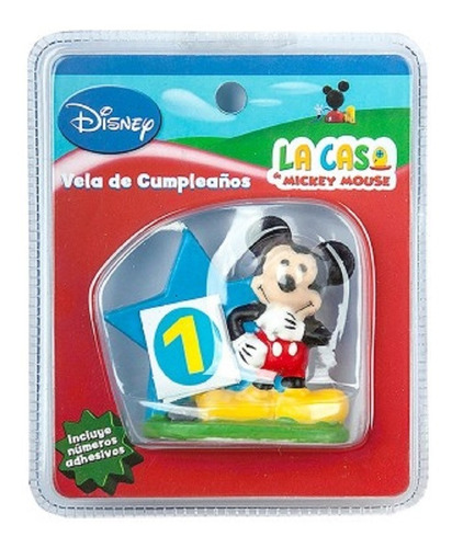 Vela Mickey Mouse Números Adhesivos Cotillón Activarte